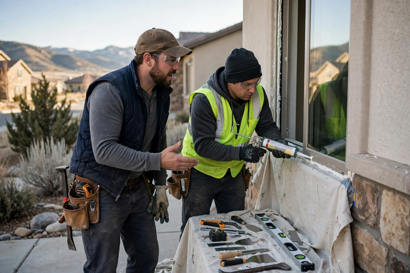 Residential street of South Jordan homes with newly installed windows